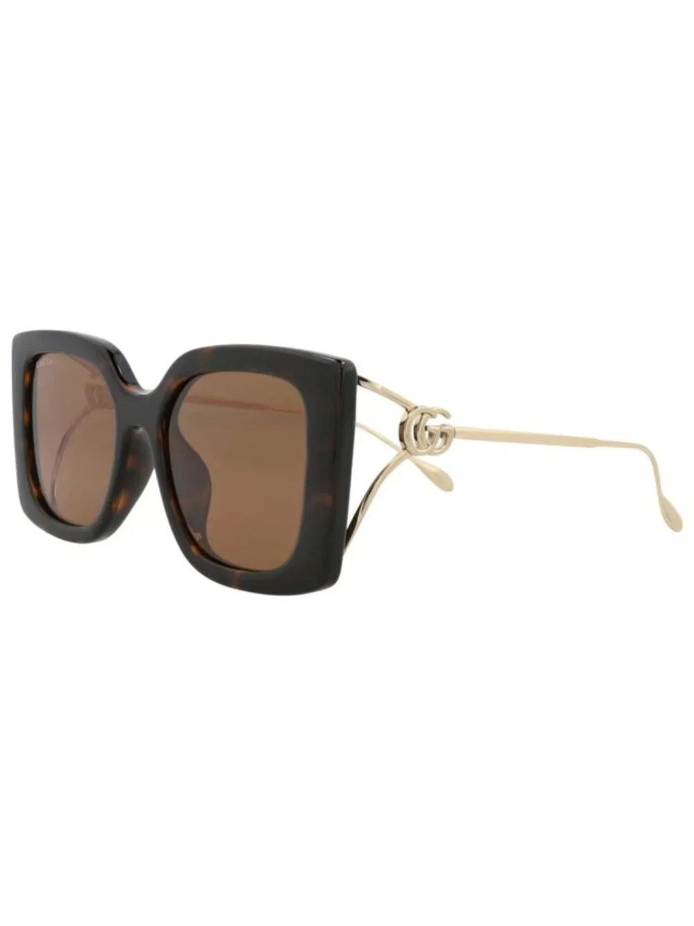 New Gucci Women's Sunglasses Square Rectangle Injection Frame Havana Gold Brown
